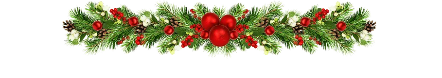 Festive Christmas garland with pine branches, red ornaments, berries, and pinecones